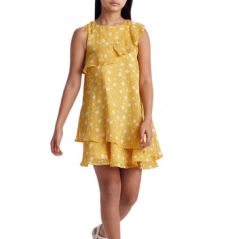 Size 12 Girls Mayoral Sunny Yellow Polka Dot Dress